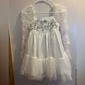 Bardot Junior Girls Embroidery Tulle Gown in Orchid White